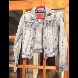 Distressed jean jacket